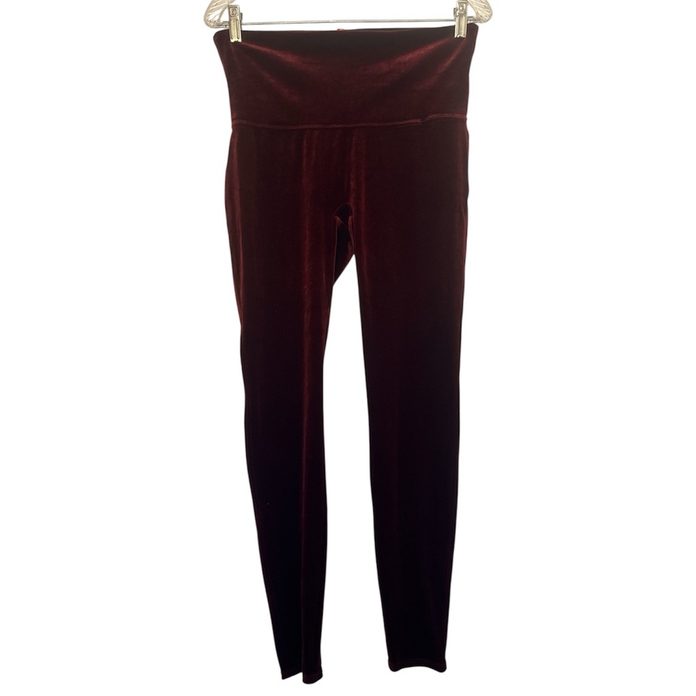 SPANX Burgundy Velvet Leggings
